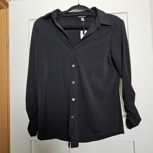 Cable & Gauge Black Button-Front Top